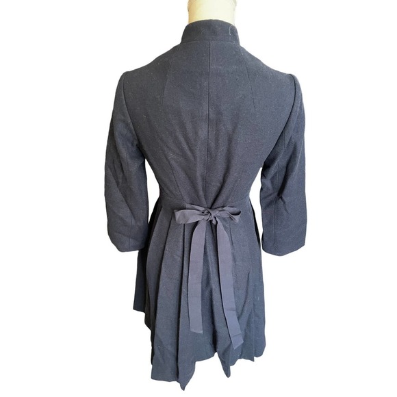 Anthropologie Elevenses Womens Button-Up Trench Coat Tie-Waist Size 2 Blue - Picture 3 of 8